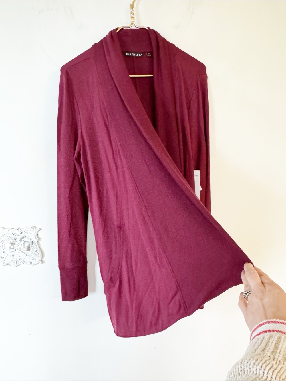 NWT Athleta Pranayama Wrap Cardigan Cabernet Burgundy S - Picture 5 of 11